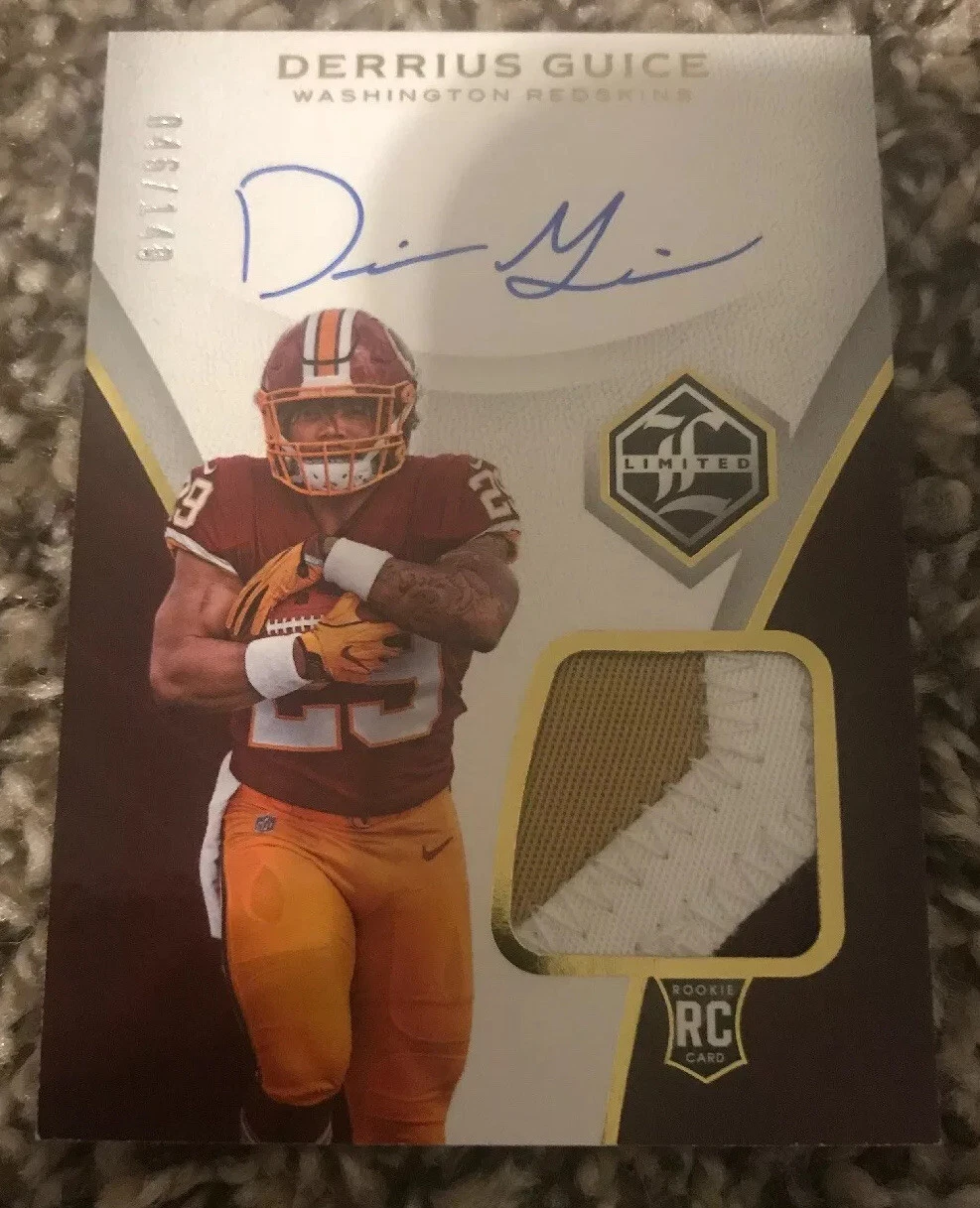 Derrius Guice Redskins 2018 Panini Limited Rookie RC 3 CLR Patch RPA Auto 46/149
