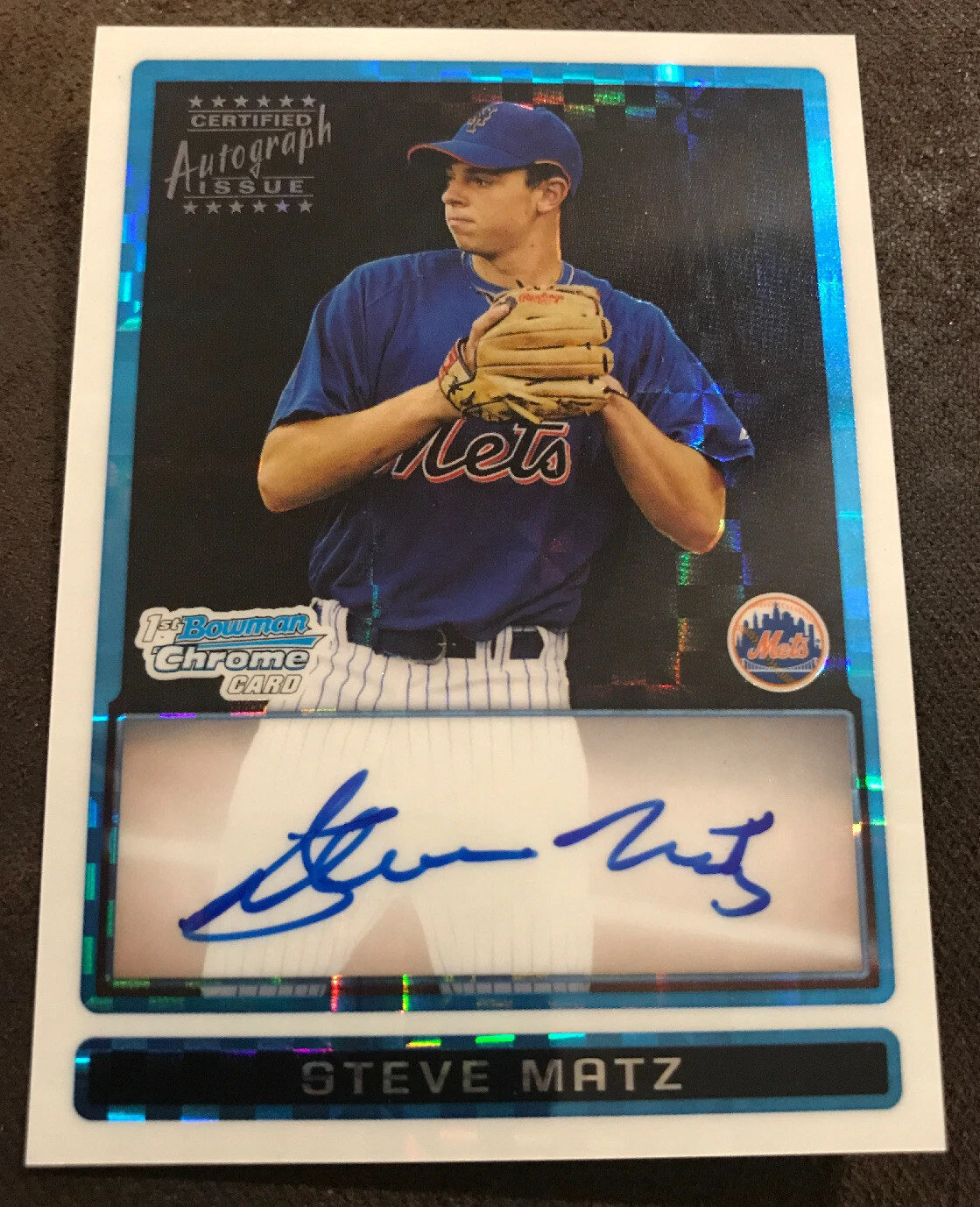 Steve Matz 2009 Bowman Chrome RC Xfractor Autograph Sp Auto #/225 Dinged Corner
