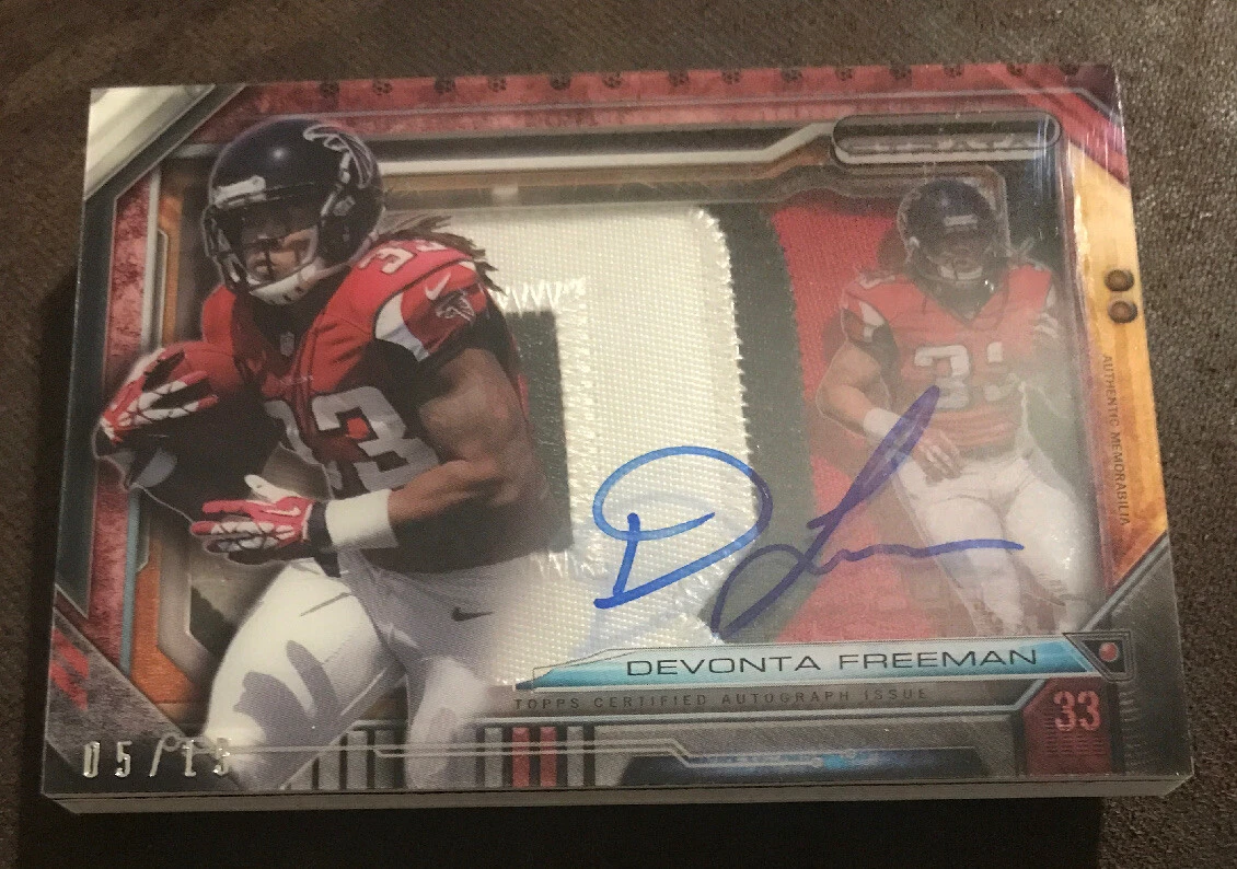 2014 Topps Strata Devonta Freeman NUMBER Patch Auto #5/15 NASTY!!!! ROOKIE CARD
