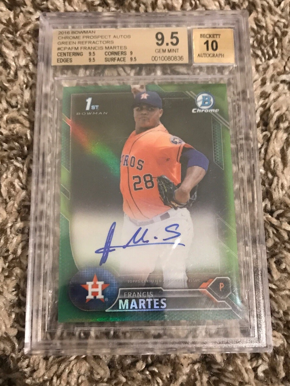 2016 Francis Martes Bowman Chrome Auto GREEN 63/99 Refractor BGS 9.5 10 Auto
