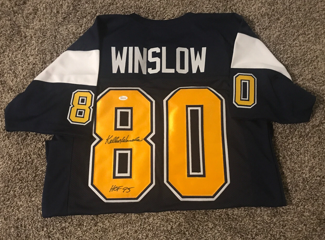 Autographed Kellen Winslow San Diego Custom Blue Jersey - with JSA COA
