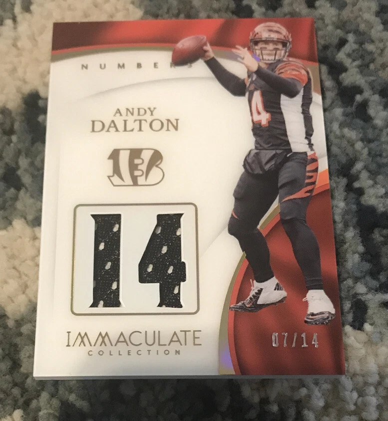 ANDY DALTON 2017 IMMACULATE NUMBERS GAME USED JERSEY #7/14 SSP BENGALS
