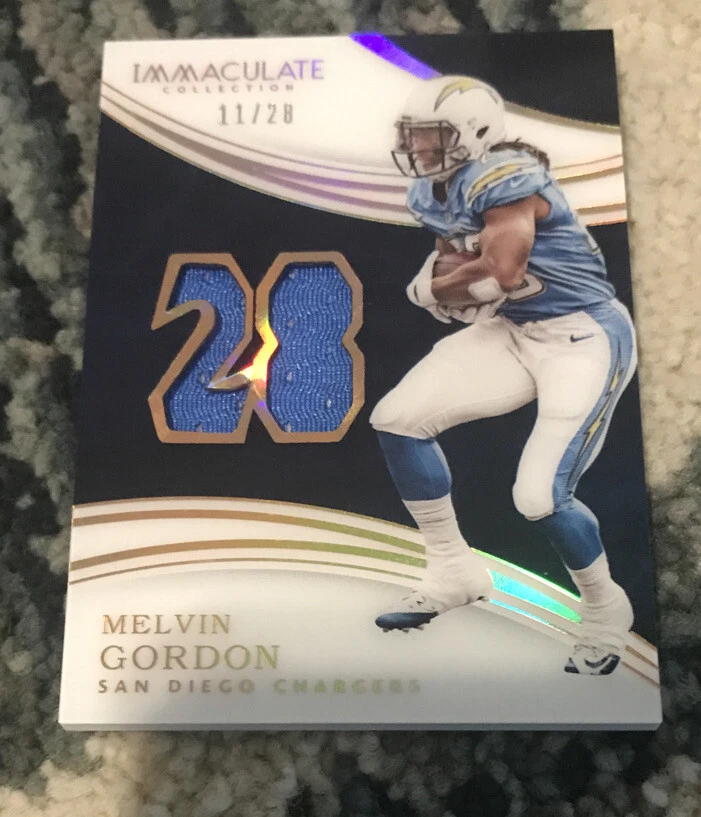 2016 PANINI IMMACULATE NUMBERS MELVIN GORDON DUAL JERSEY 11/28 CHARGERS

