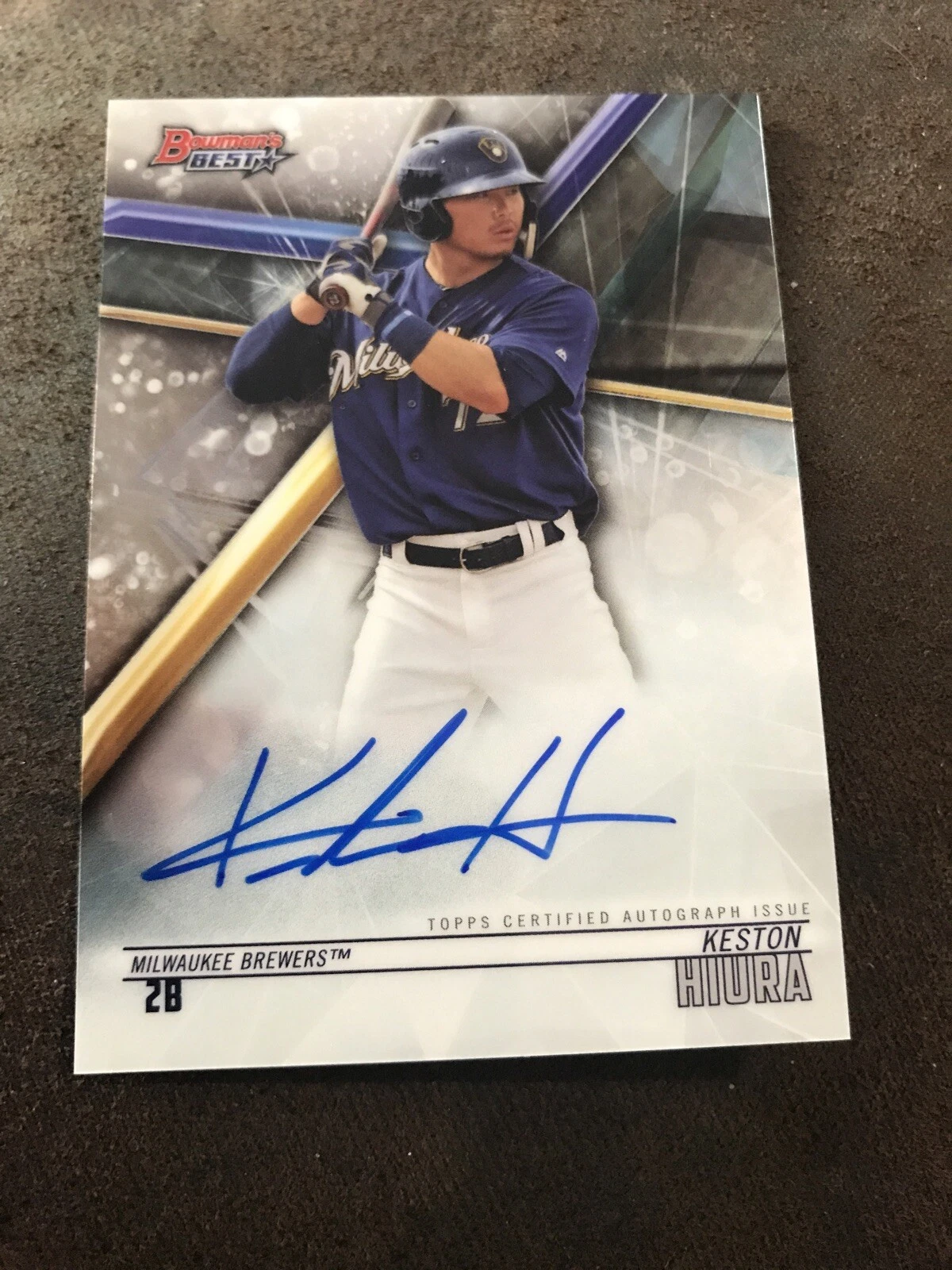 2018 Bowmans Best KESTON HIURA Milwaukee Brewers Rookie Prospect Auto
