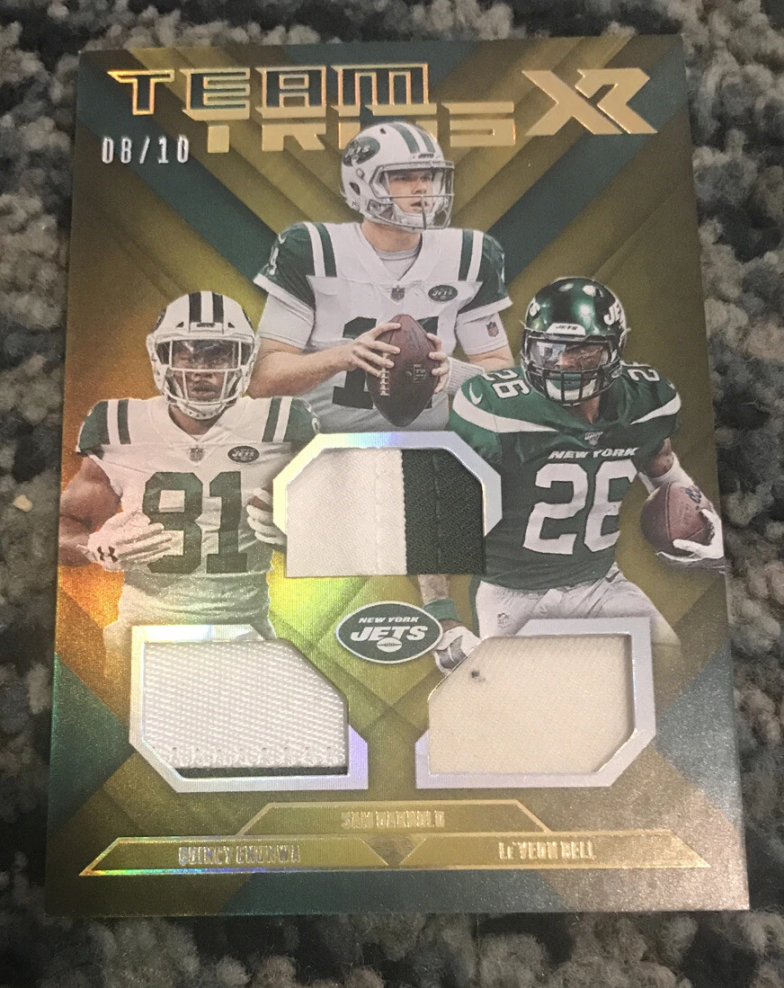 2019 Panini XR SAM DARNOLD LE'VEON BELL QUINCY ENUNWA Team Trios SSP 8/10 GOLD
