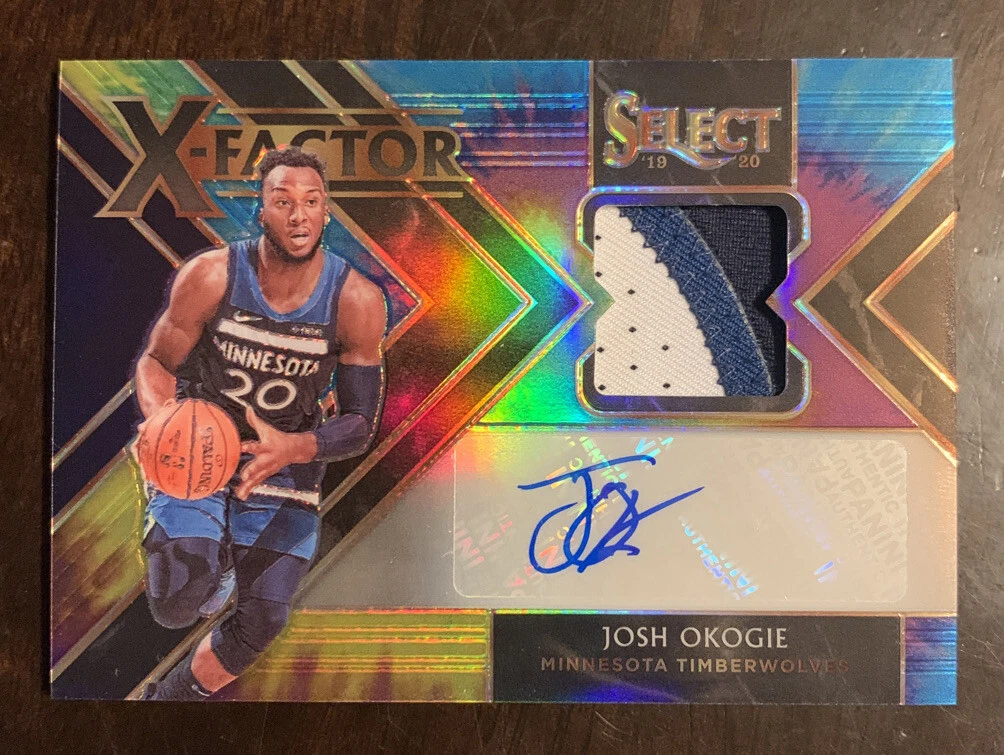 2019-20 PANINI SELECT JOSH OKOGIE TYE DYE 3 CLR PATCH AUTO #01/25 SSP WOLVES
