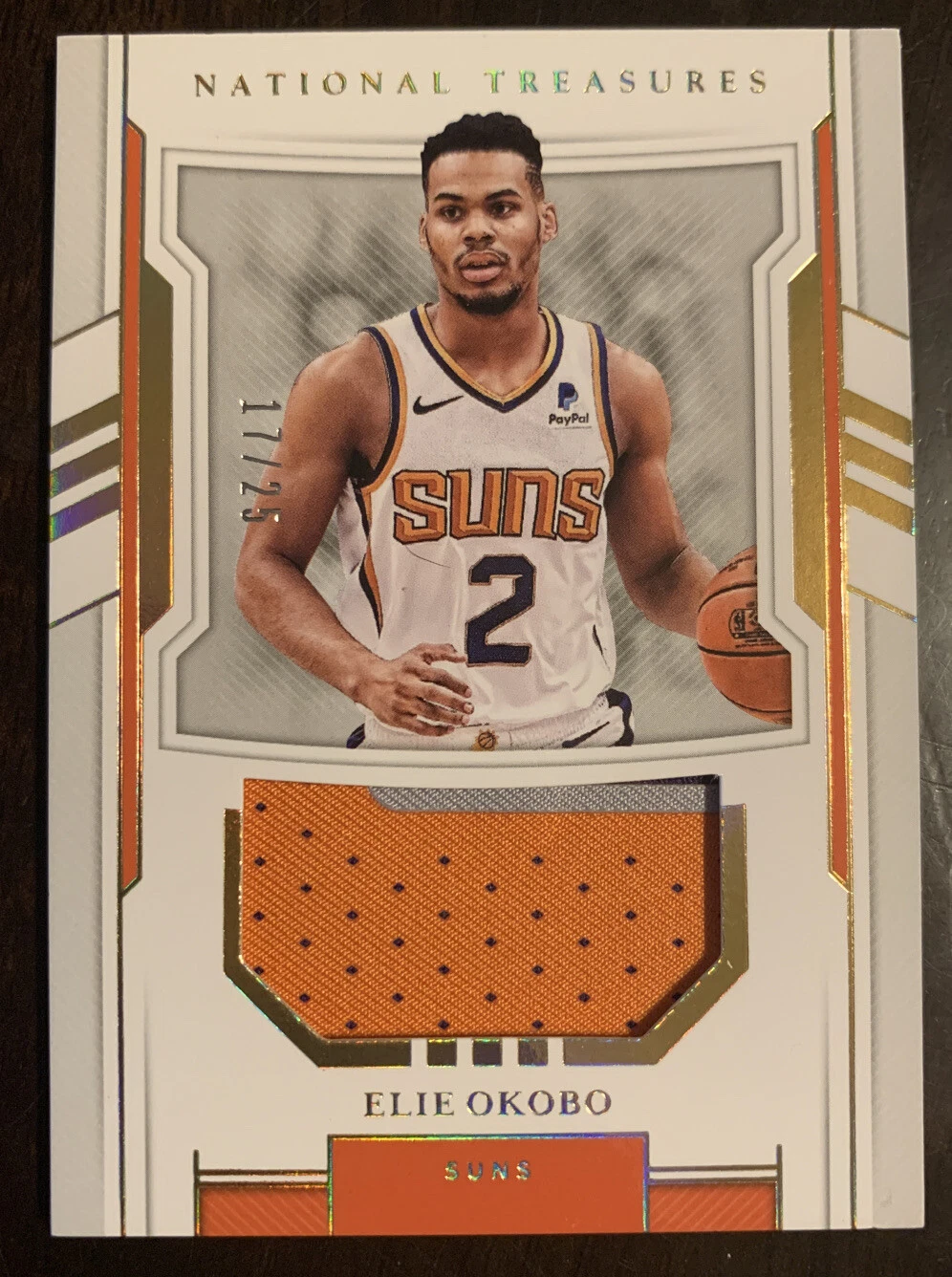2018-19 Panini National Treasures Elie Okobo Gold 3 CLR PATCH #ED /25 SUNS
