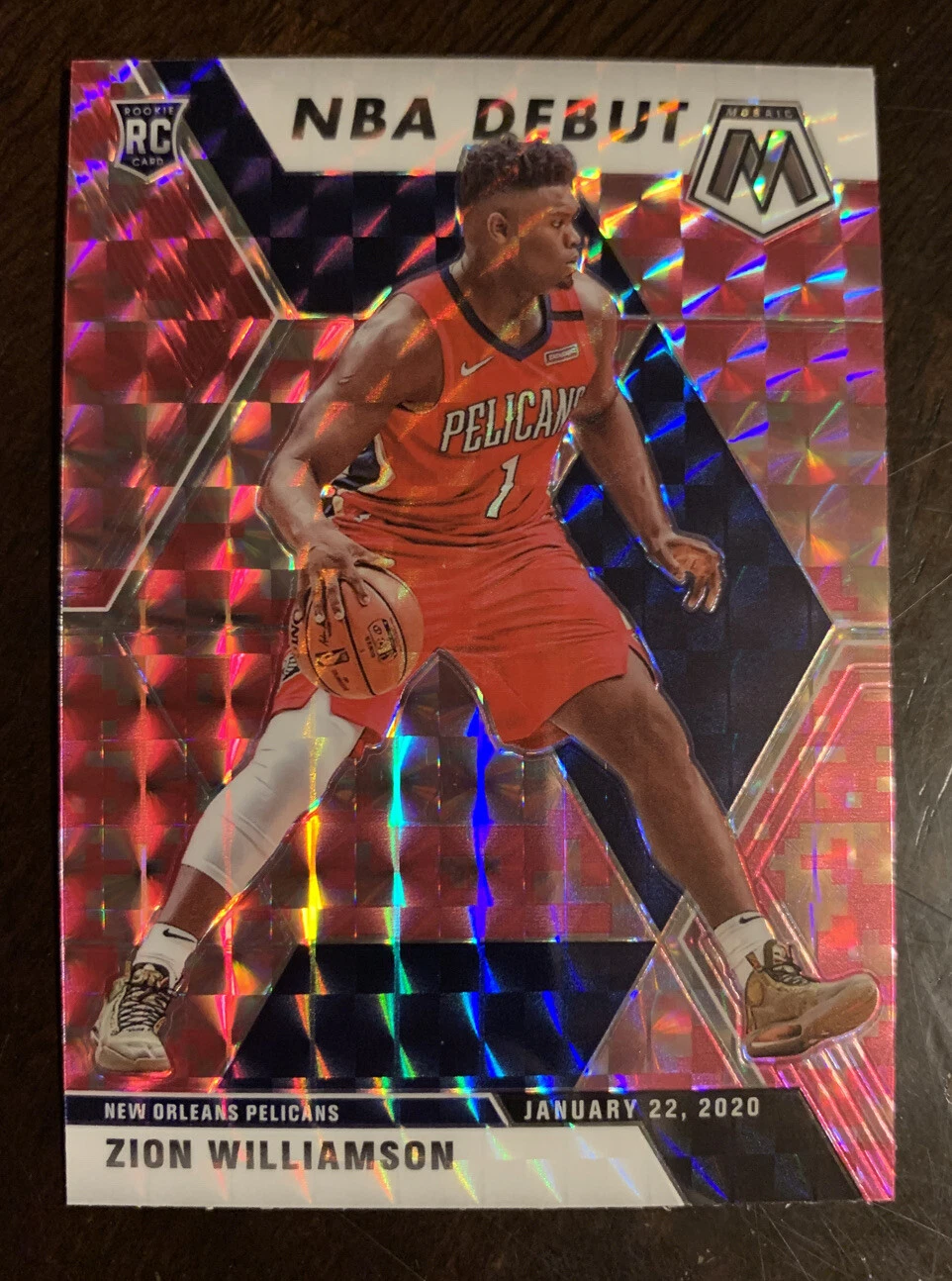 2019-20 Panini Mosaic Zion Williamson Rookie NBA Debut Pink Camo Prizm RC #269
