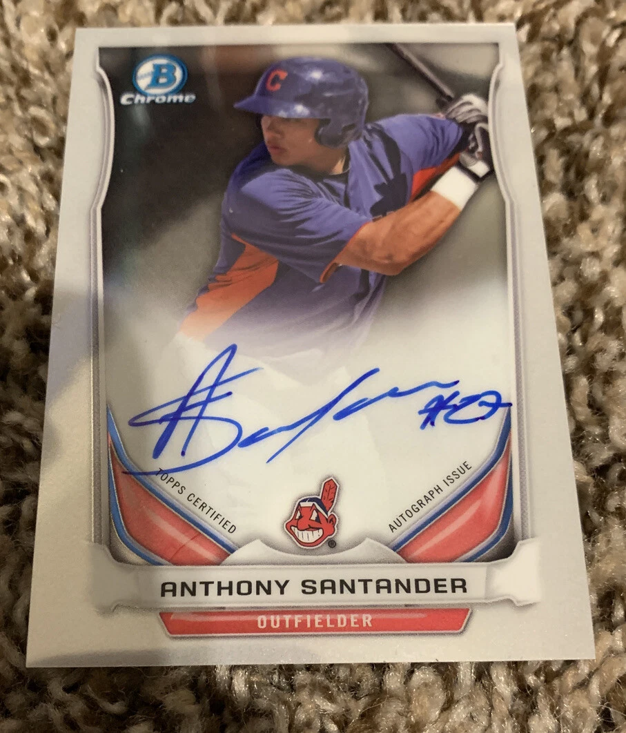 2014 Bowman Chrome Anthony Santander Auto Rookie Card #BCAP-AS Baltimore Orioles
