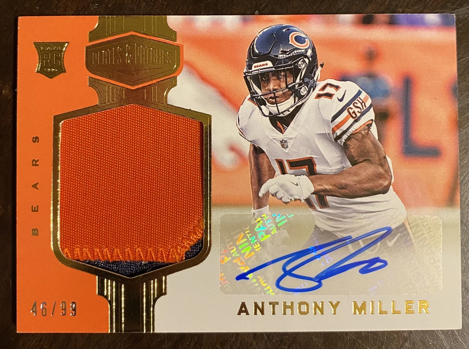 2018 Panini Plates & Patches RC Anthony Miller AUTO Patch #ED /99 RPA Bears
