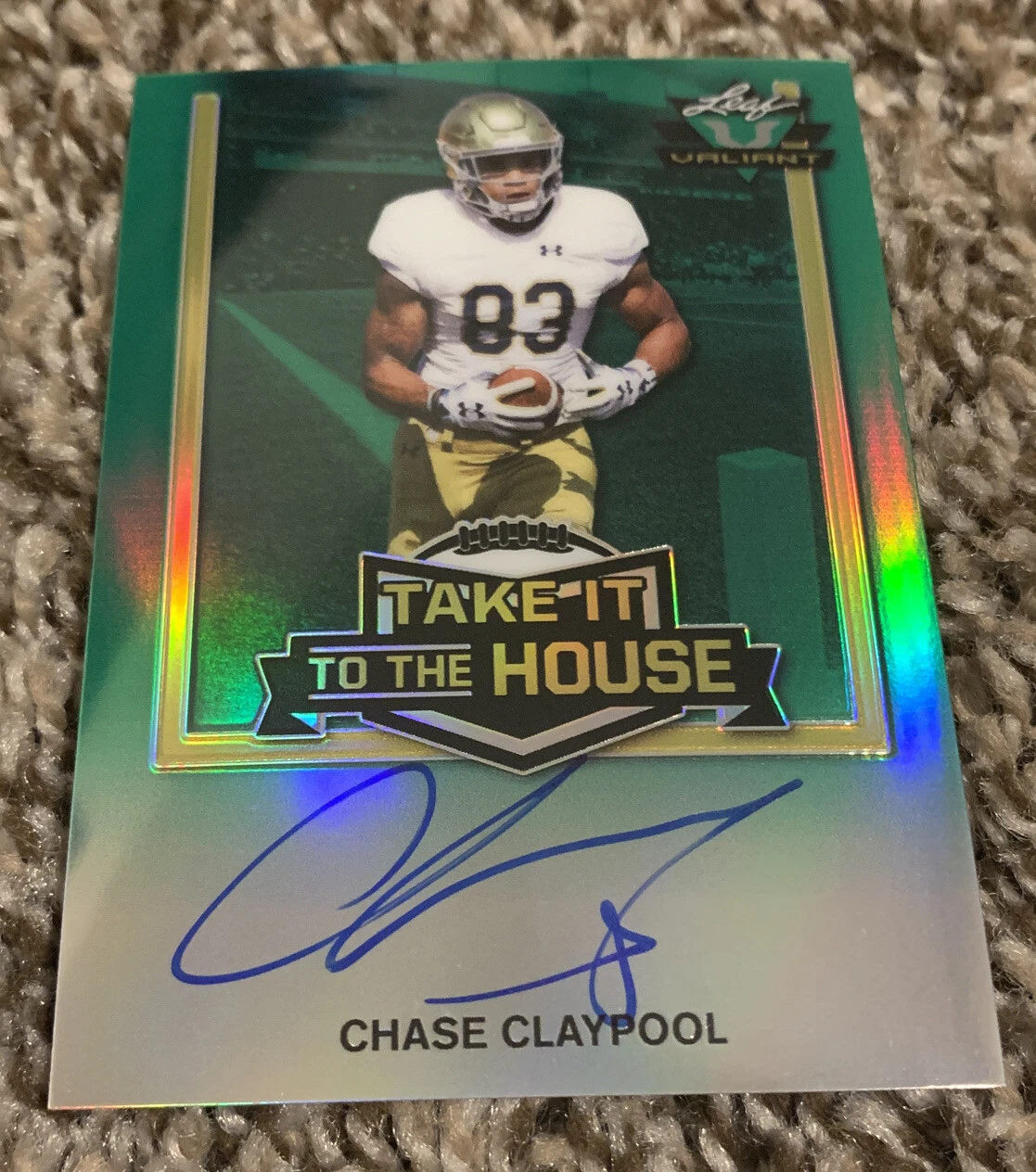 Chase Claypool 54/75 2020 Leaf Valiant Take It To The House Green Parallel AUTO
