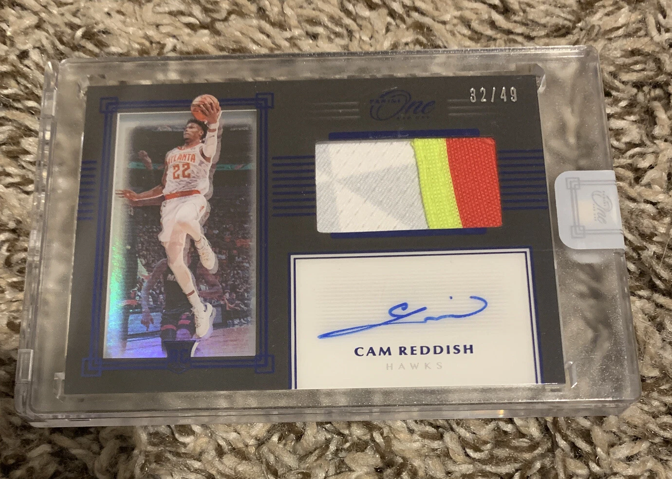 2019-20 Panini One And One Cam Reddish Blue RPA 3 Color Patch Auto /49 RC
