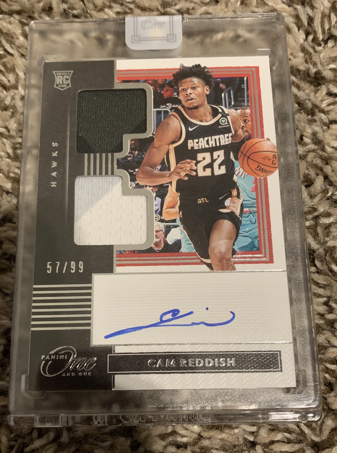 2019-20 Panini One And One Cam Reddish Dual Rookie Patch Auto 57/99 Hawks RC
