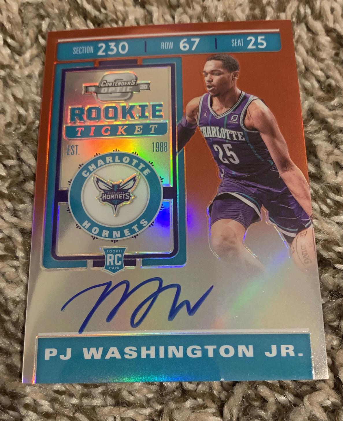 2019-20 Contenders Optic PJ Washington Jr. Rookie Ticket #103 /75 Auto Hornets
