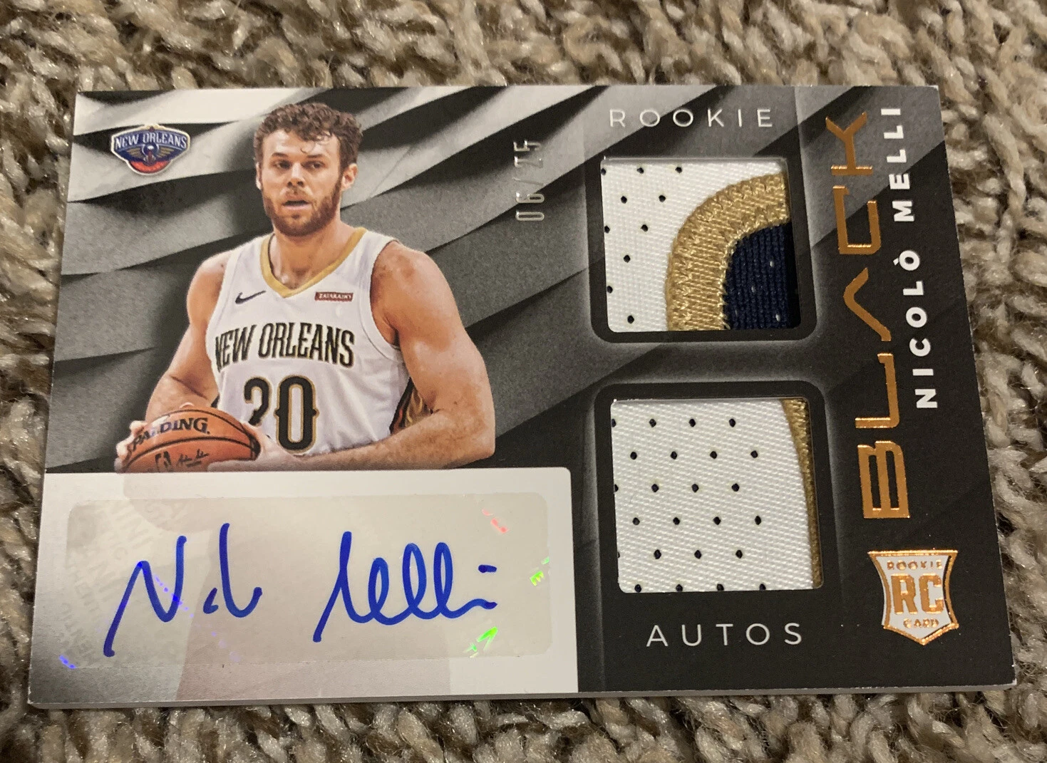 2019-20 Panini Black Nicolo Melli RPA ROOKIE PATCH AUTO 6/25! SSP 3-COLOR
