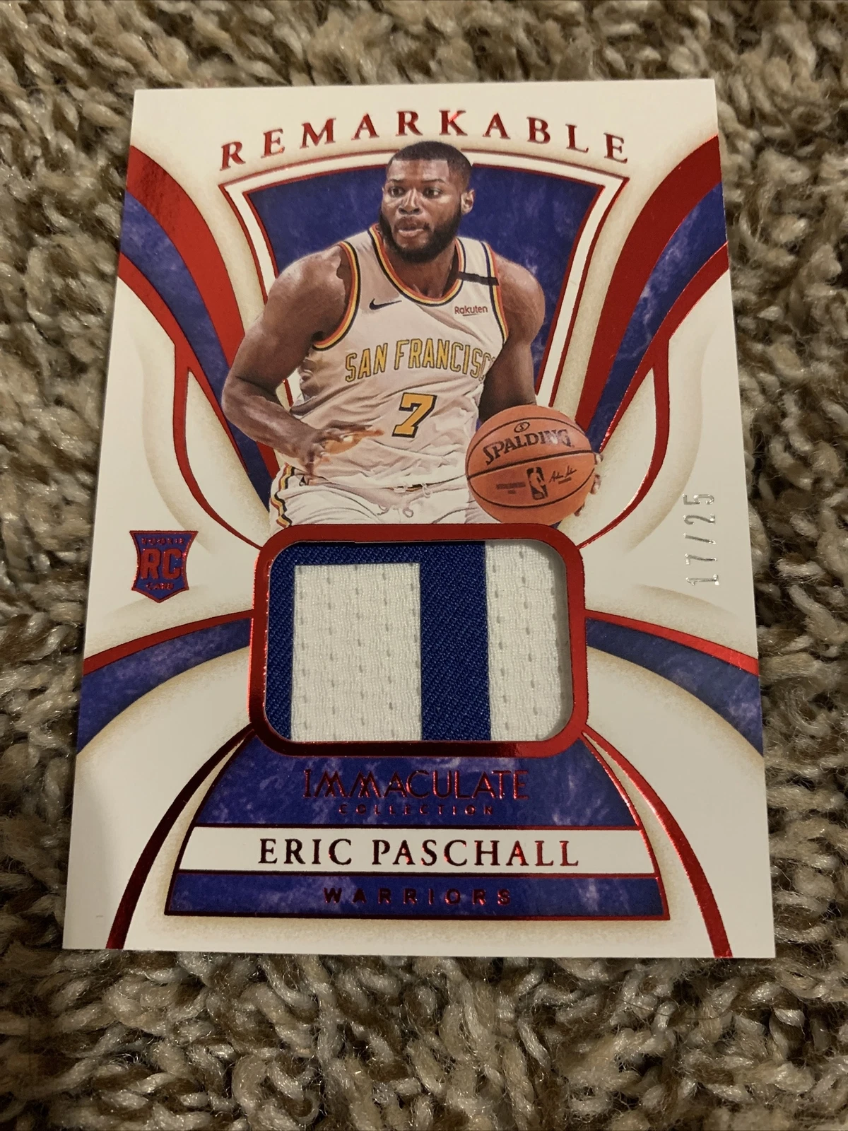2019-20 Immaculate Eric Paschall 17/25 Remarkable Red Patch RC Warriors
