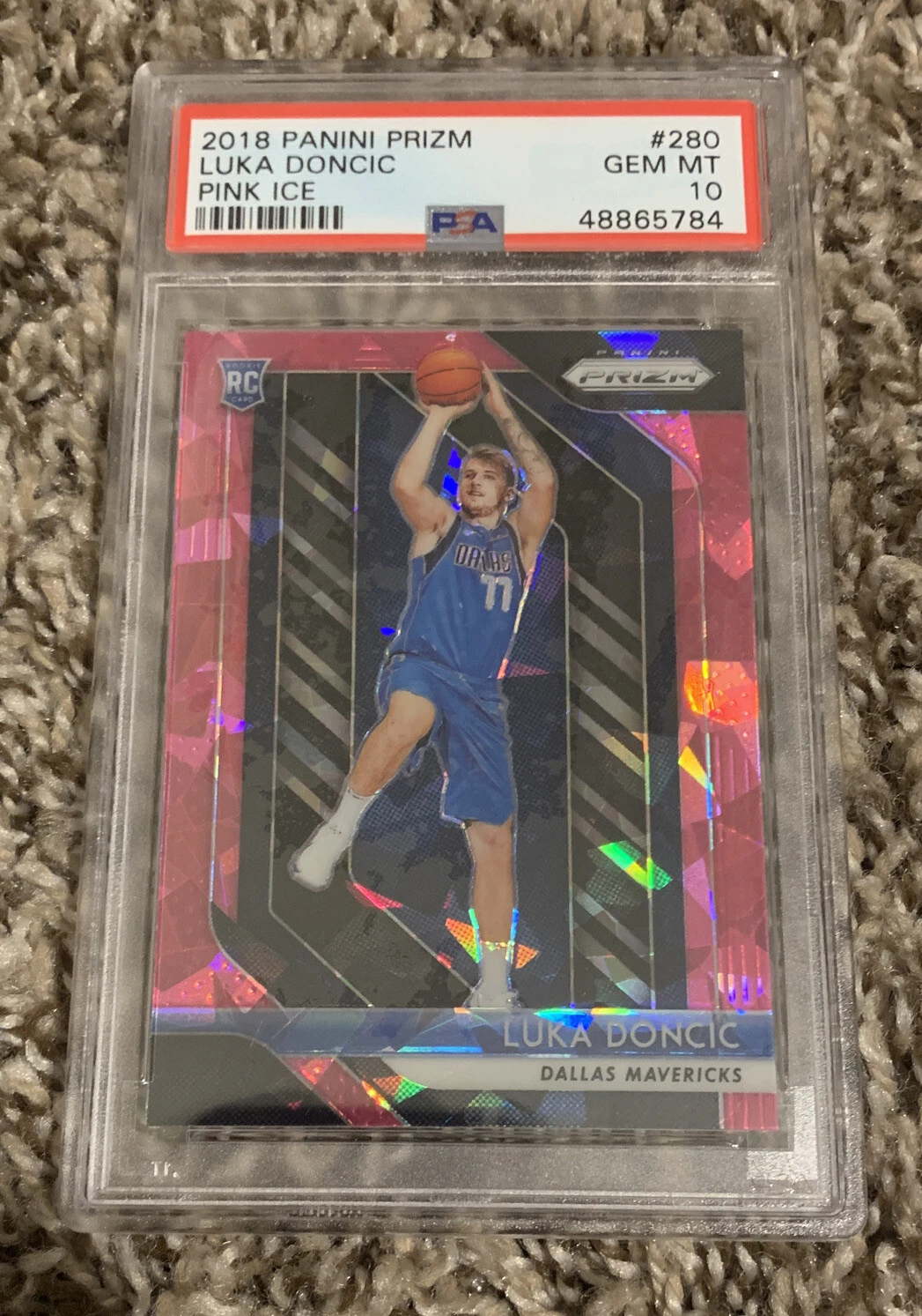 2018 Panini Prizm Pink Ice Prizms Luka Doncic ROOKIE RC #280 PSA 10, FLAWLESS!
