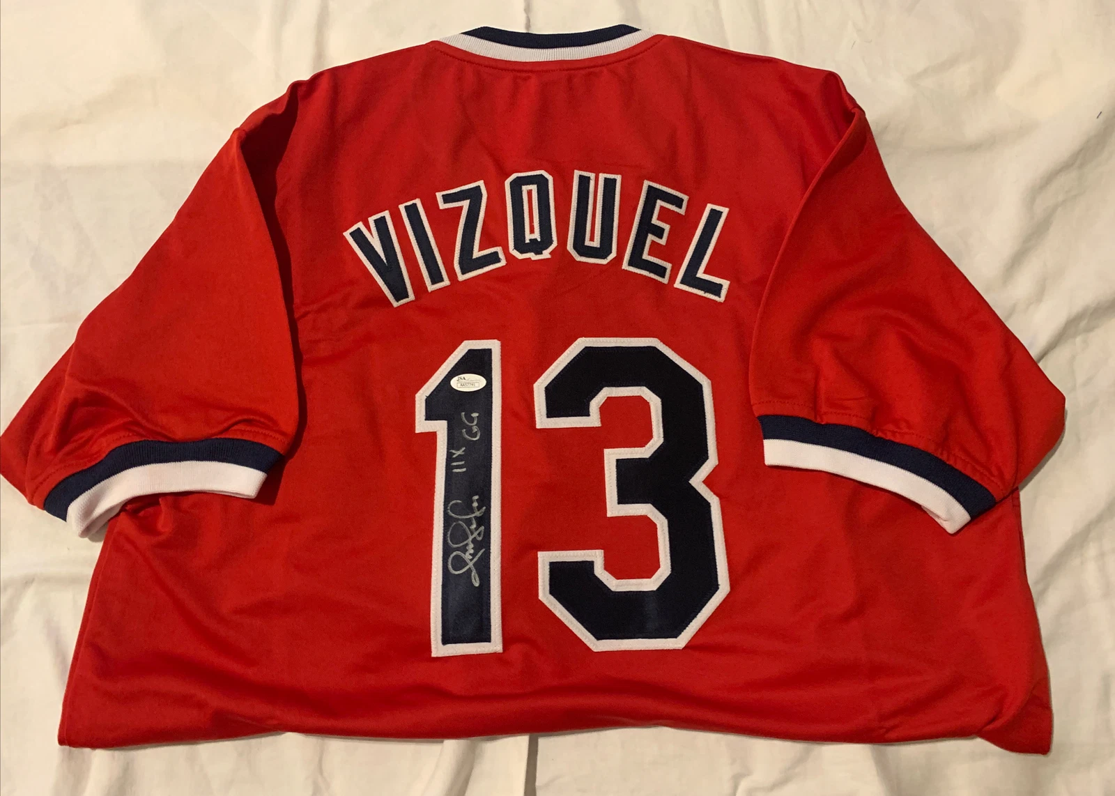 Omar Vizquel Signed Custom RED Jersey 11x GG Insc JSA COA LITTLE O
