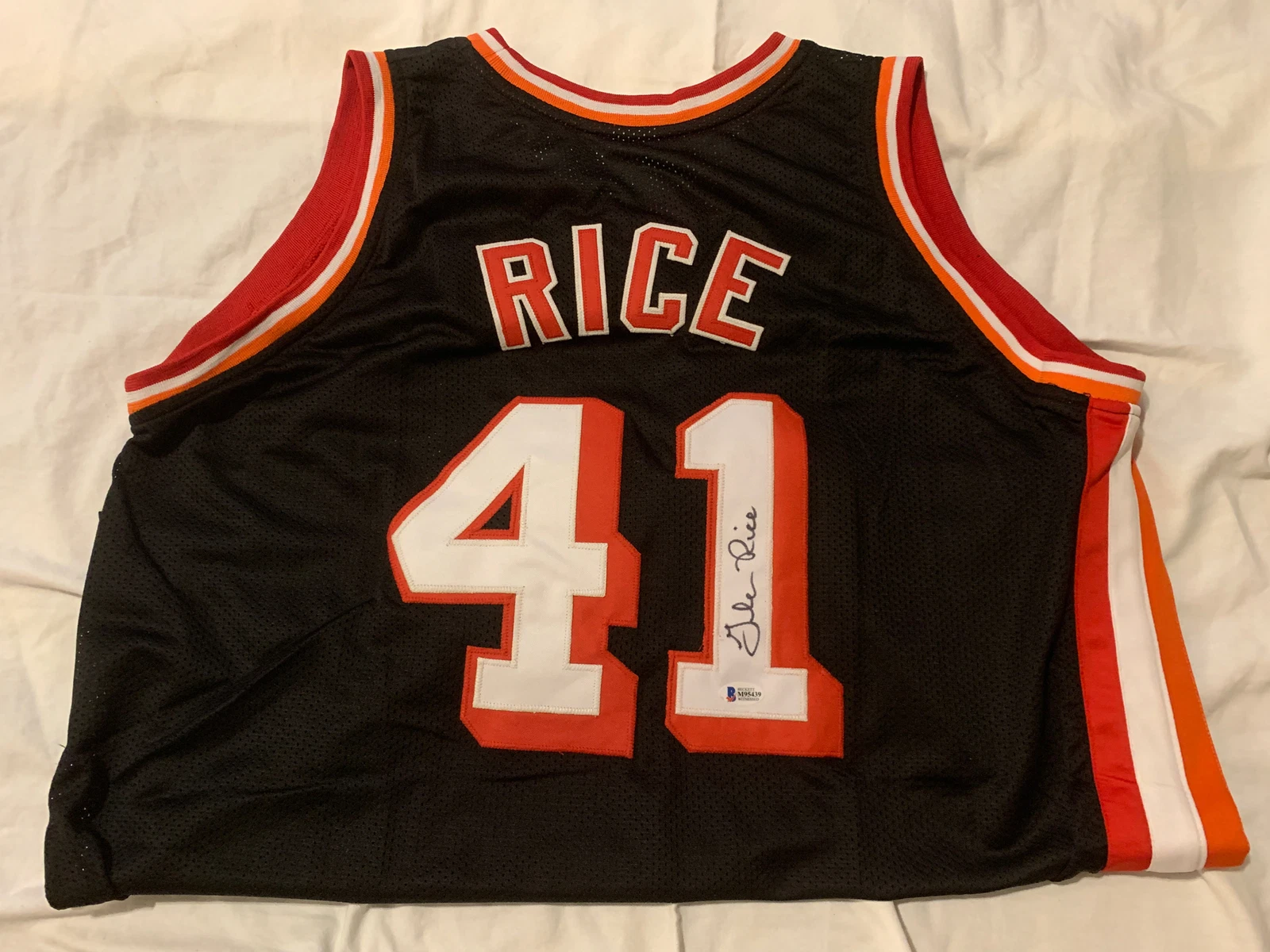 Glen Rice HEAT Autographed XL Basketball Jersey Beckett COA BAS Certified
