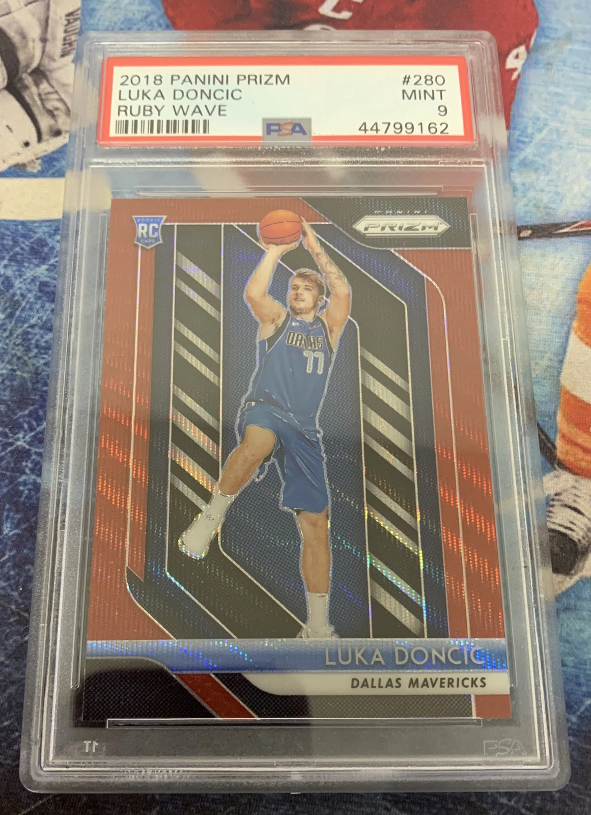 2018-19 Luka Doncic PSA 9 Prizm Ruby Wave Centered Mint Rookie RC
