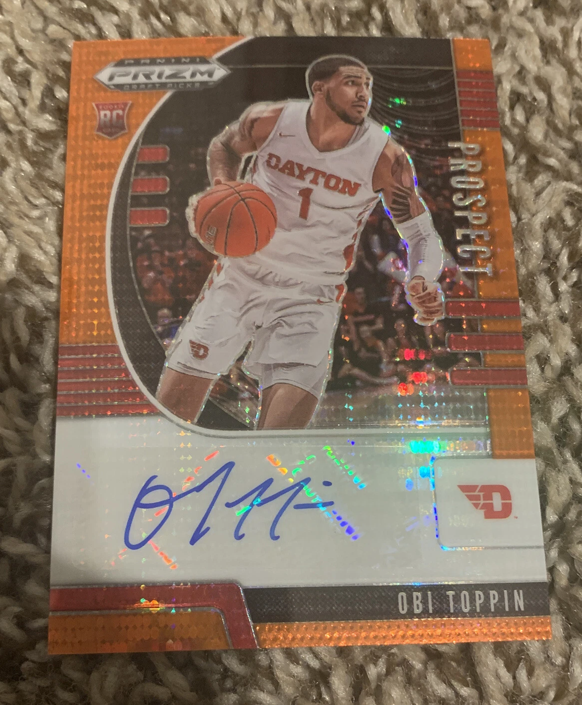 2020-21 Prizm Draft Picks Obi Toppin Orange Auto #44/49 Knicks Invest!!
