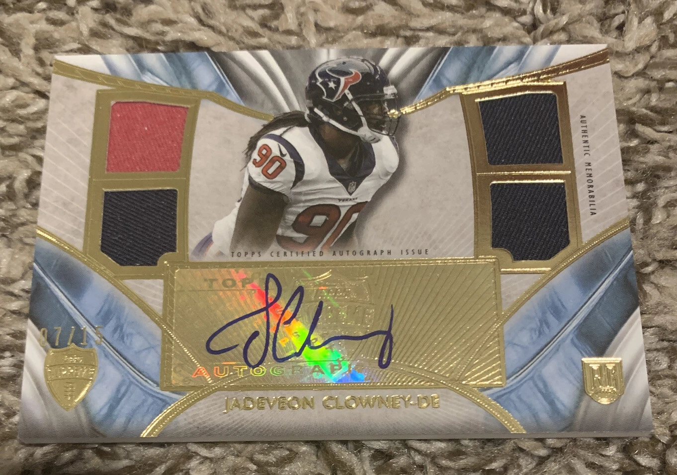 2014 JADEVEON CLOWNEY TOPPS SUPREME FOOTBALL AUTOGRAPHED QUAD RELIC CARD 7/15
