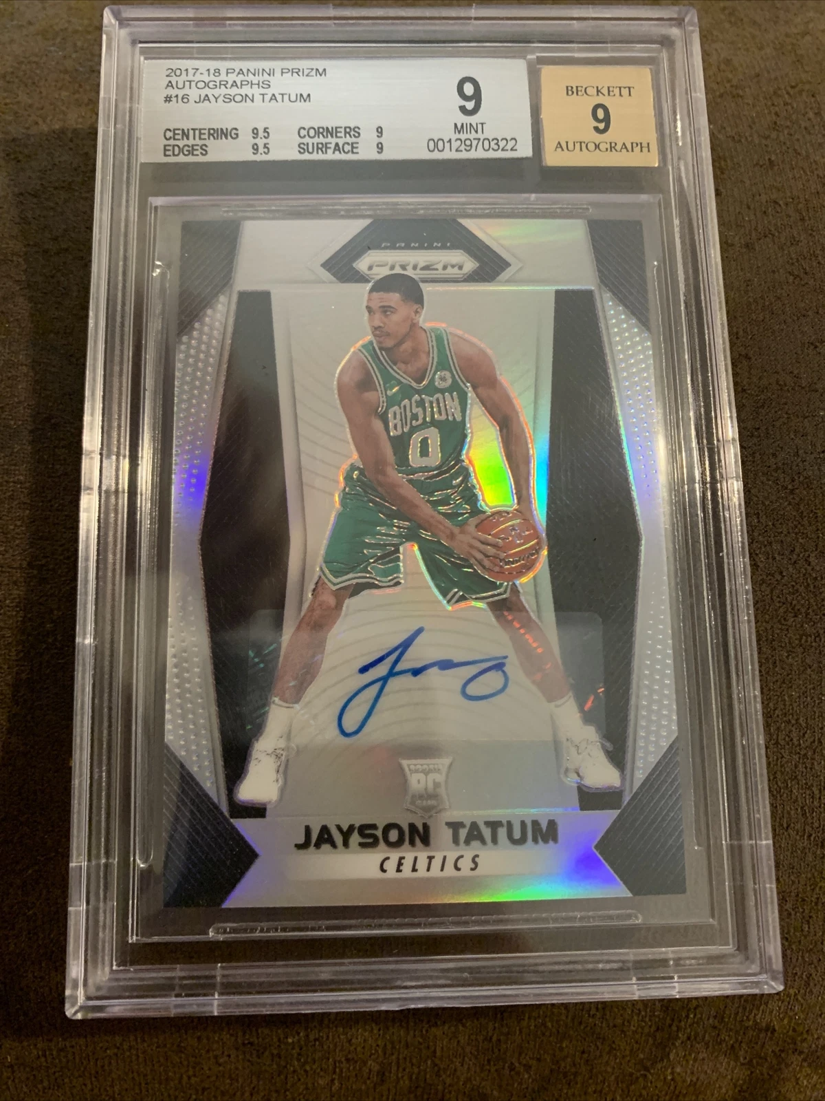 2017 Panini Silver Prizm AUTO Jayson Tatum ROOKIE RC #16 BGS 9 MINT
