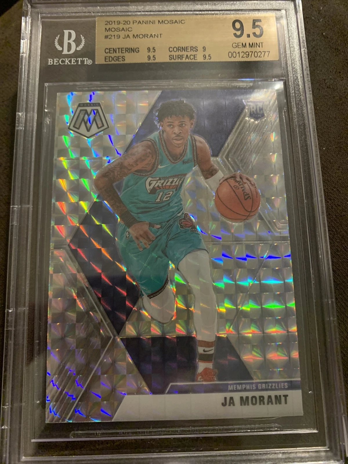 2019-20 Panini Mosaic Prizm #219 Ja Morant Grizzlies RC Rookie BGS 9.5 GEM MINT
