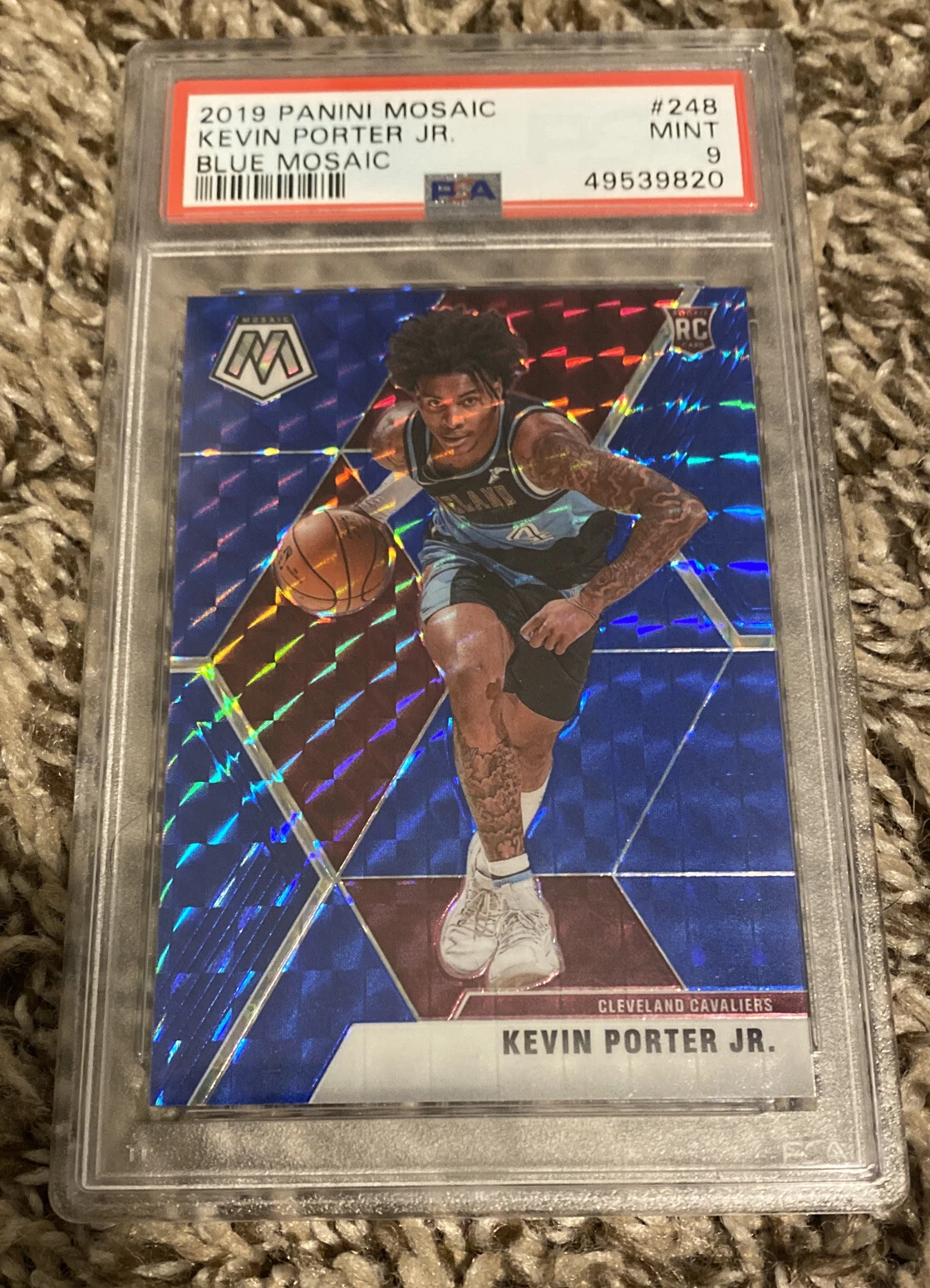 2019-20 Mosaic Kevin Porter Jr Blue Mosaic Prizm Rookie Card RC #75/99 PSA 9
