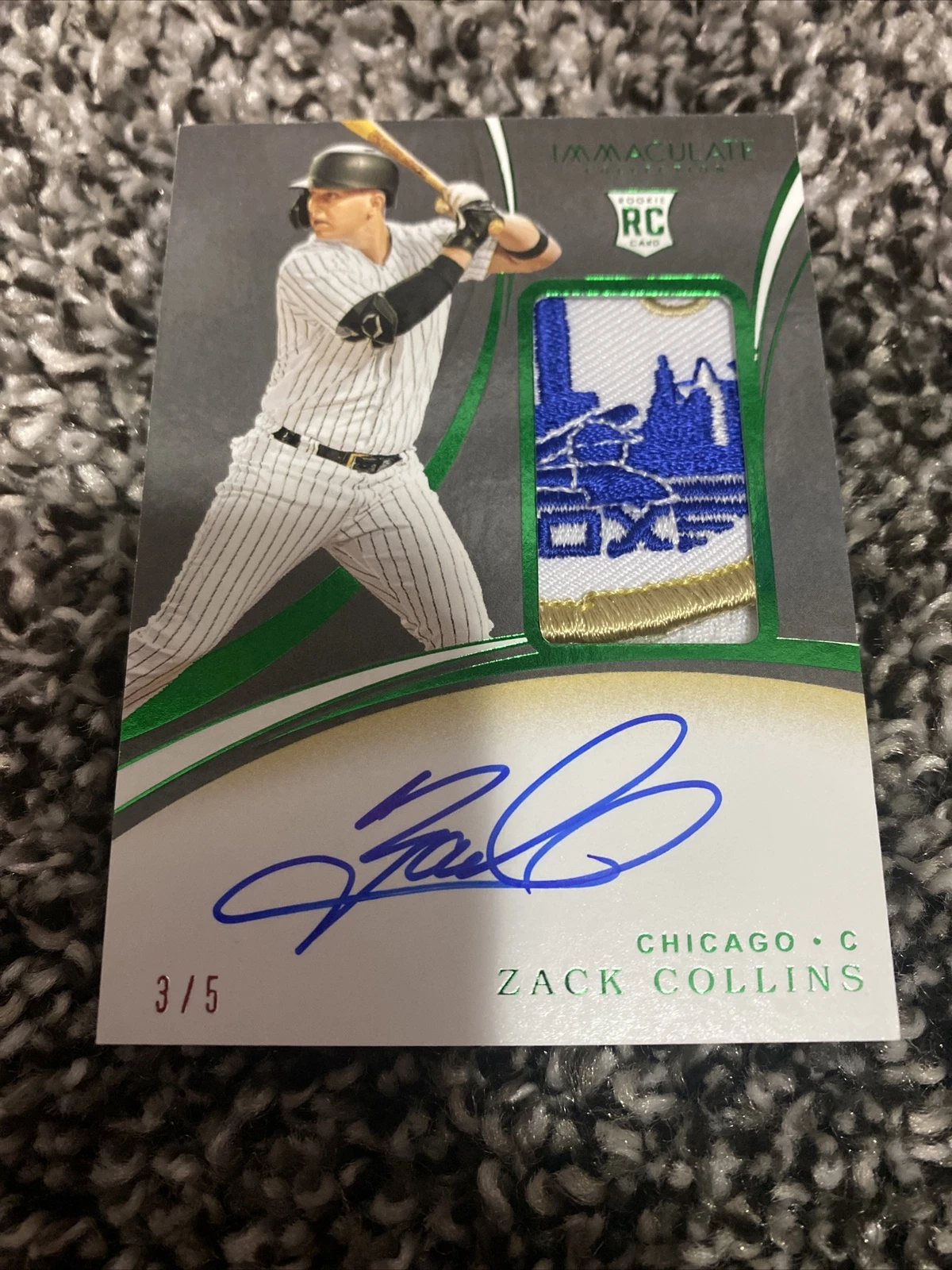 ZACK COLLINS 2020 PANINI IMMACULATE AUTO COLLECTION #/5 SOX GREEN SICK PATCH COLLECTIBLE MEMORABILIA