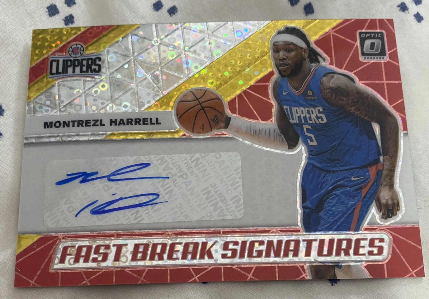 2019-20 Optic Montrezl Harrell Fast Break Signature Auto GOLD 8/10 Ssp Clippers
