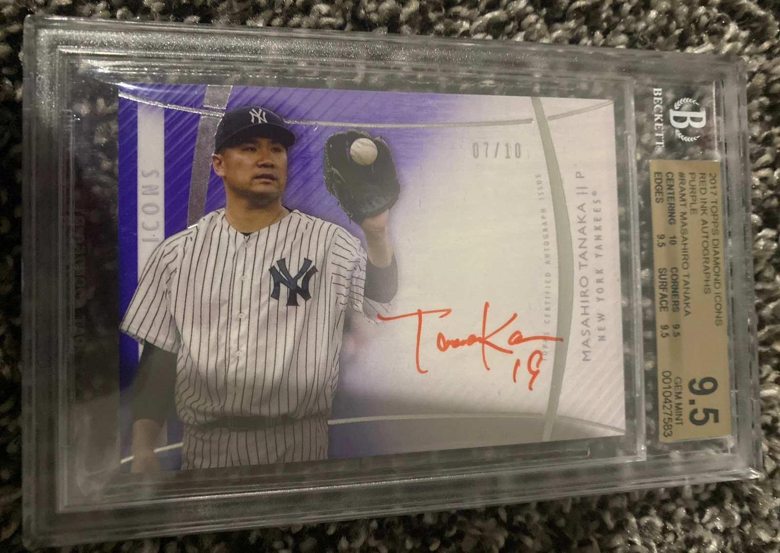 2017 Topps Diamond Icons MASAHIRO TANAKA Auto PURPLE 7/10 YANKEES BGS 9.5 ? GEM
