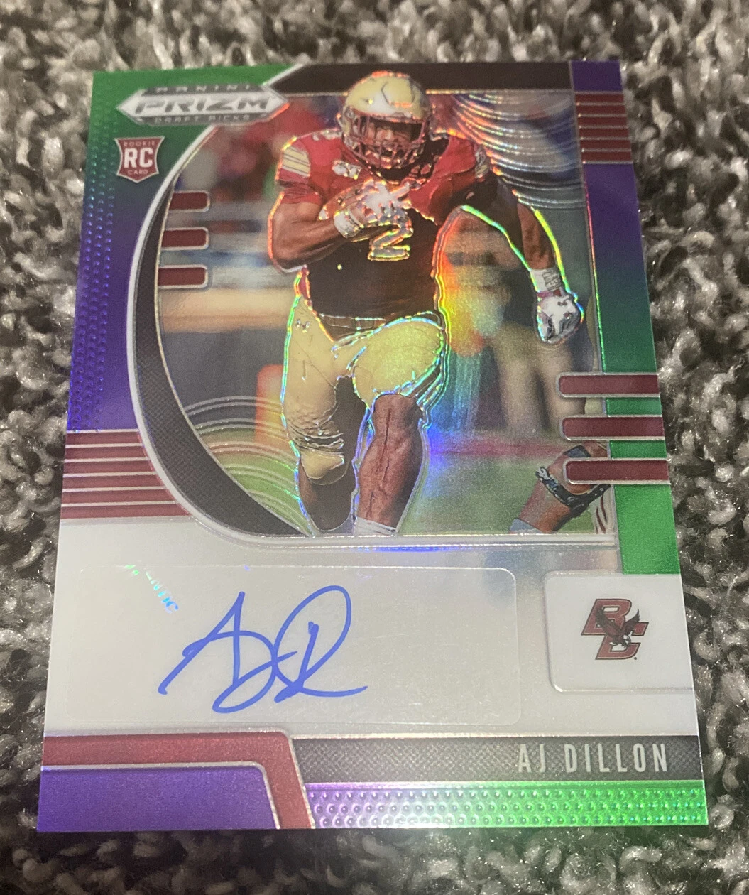 2020 Prizm Draft AJ Dillon RC Auto Purple & Green /149 #140 Green Bay Packers
