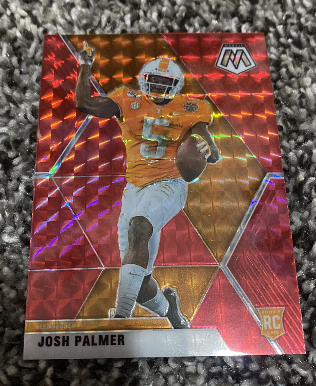 2021 Mosaic DP Josh Palmer RED Prizm Mosaic Chargers Rookie RC SSP # 47/99
