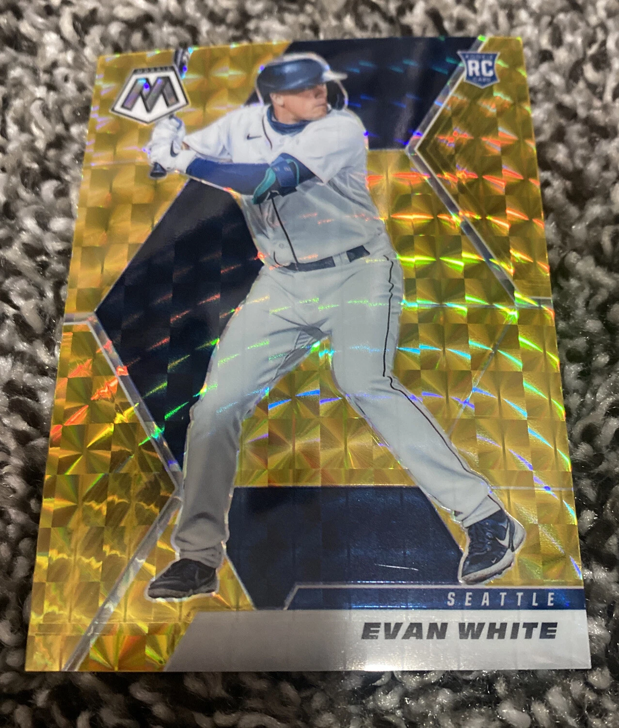 2021 PANINI MOSAIC GOLD PRIZM #1/10 Evan White RC GOLD SEATTLE MARINERS RC
