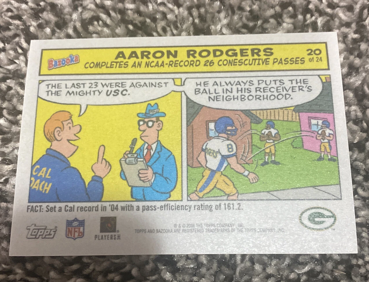 2005 TOPPS BAZOOKA FOOTBALL ~ AARON RODGERS ROOKIE COMIC STRIP CARD NO.20
