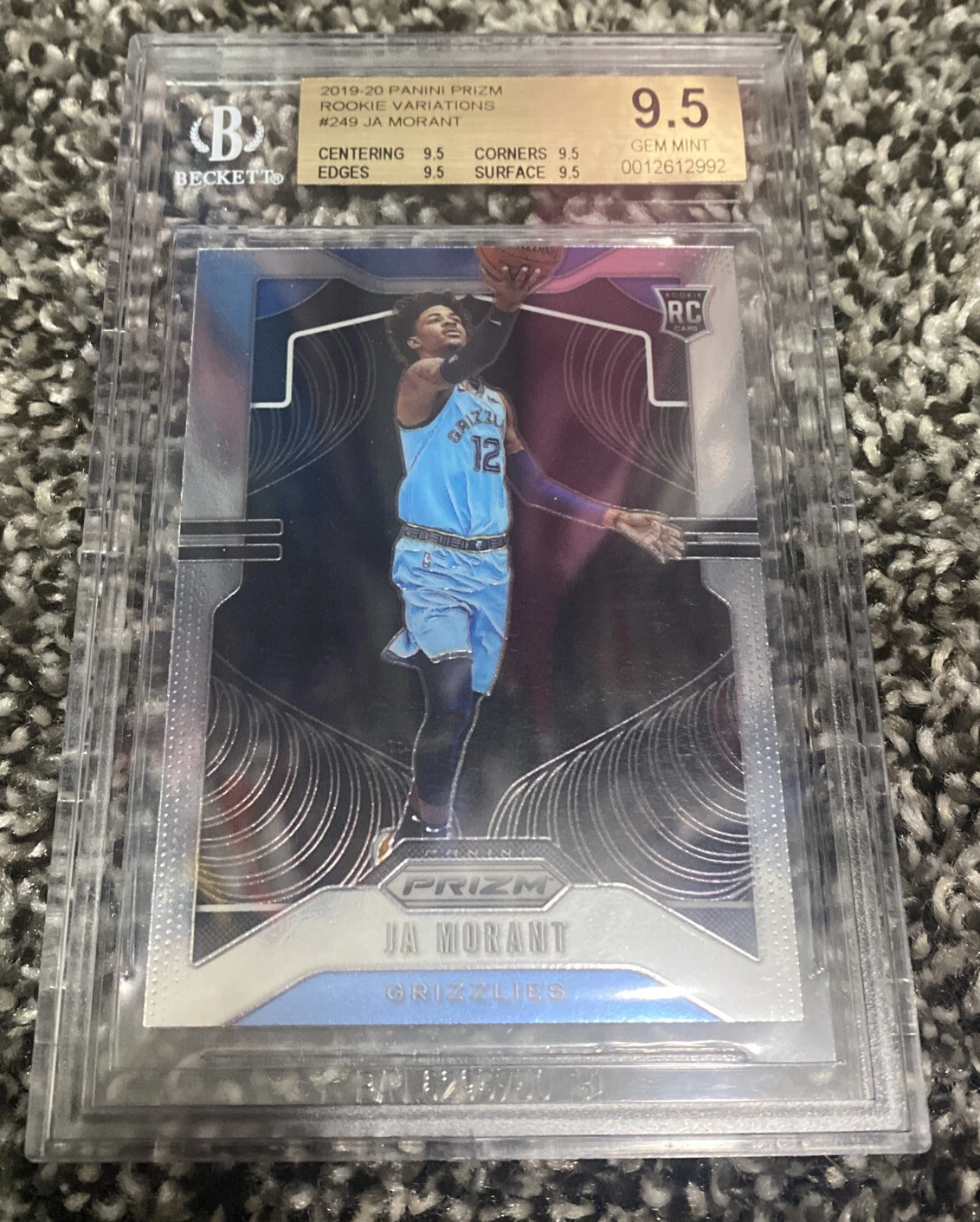 2019/20 Panini Prizm JA MORANT VARIATION RC GRIZZLIES #249 TRUE BGS 9.5 GEM
