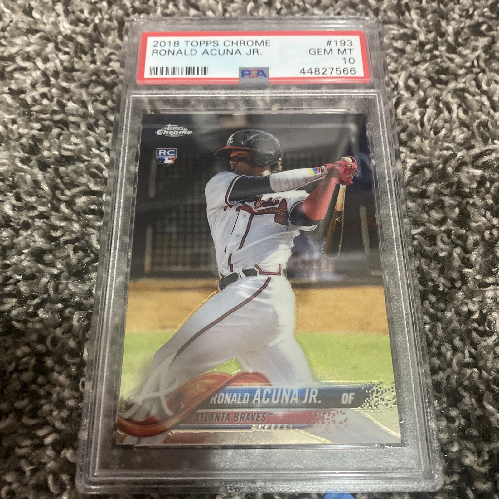 RONALD ACUNA JR - 2018 TOPPS CHROME - #193 - ROOKIE - PSA 10 GEM MINT - BRAVES -
