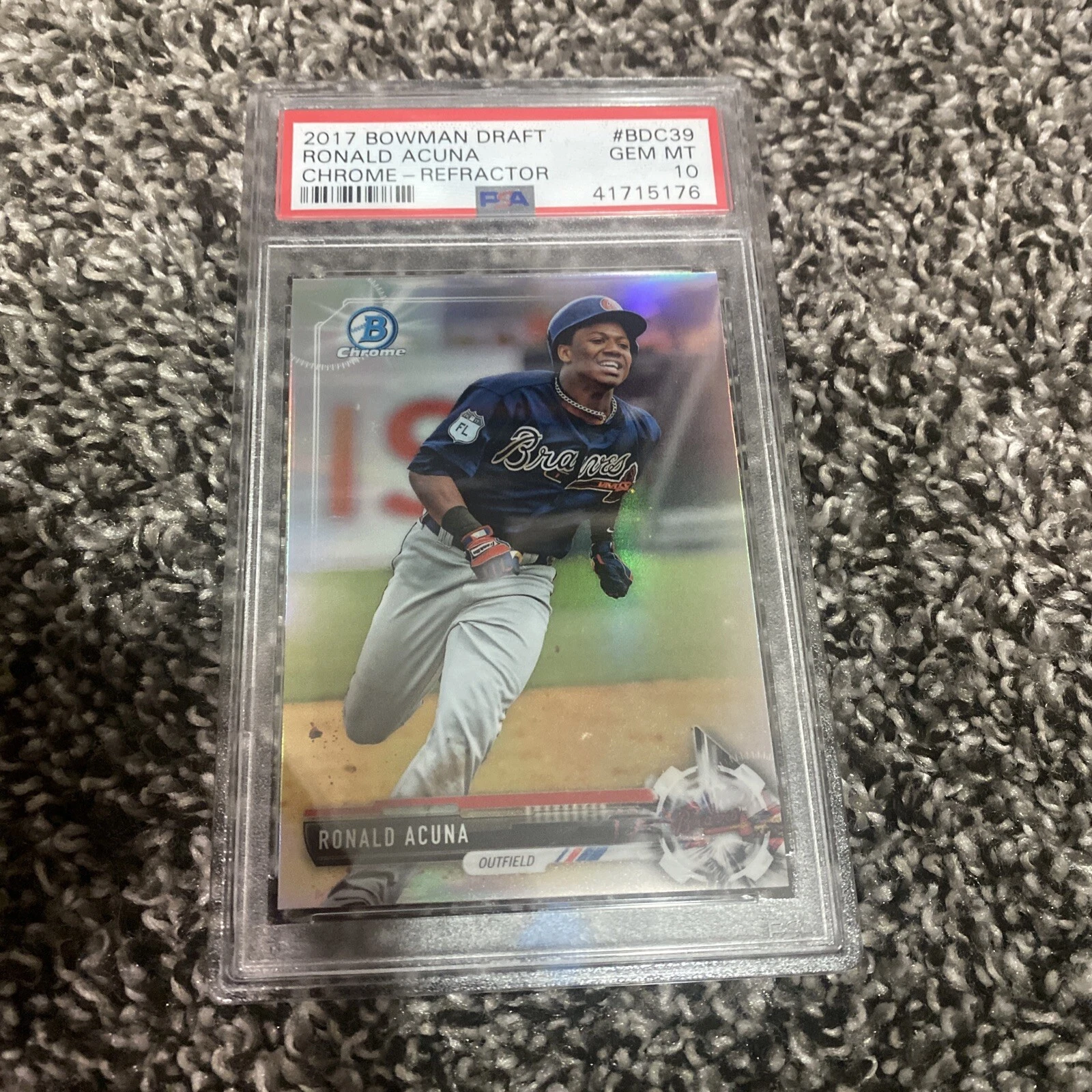 PSA 10 RONALD ACUNA JR. 2017 Bowman Chrome Draft REFRACTOR Rookie RC GEM MINT
