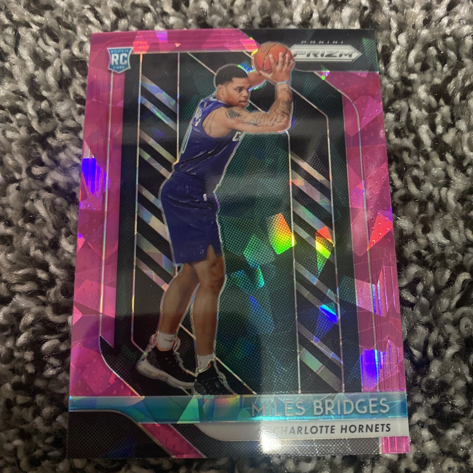 Miles Bridges 2018-19 Panini Prizm Pink Cracked Ice Rookie RC #278 Hornets
