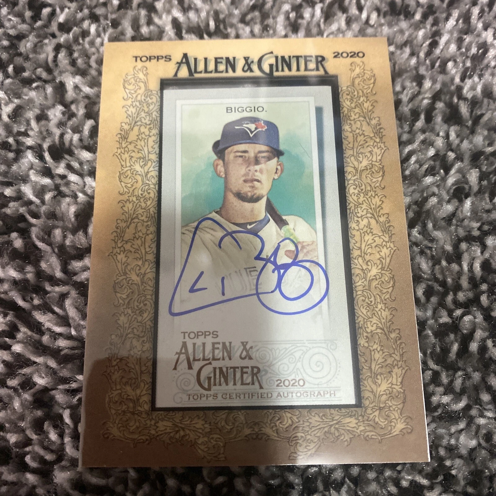 CAVAN BIGGIO 2020 TOPPS ALLEN & GINTER FRAMED MINI AUTO BLUE JAYS
