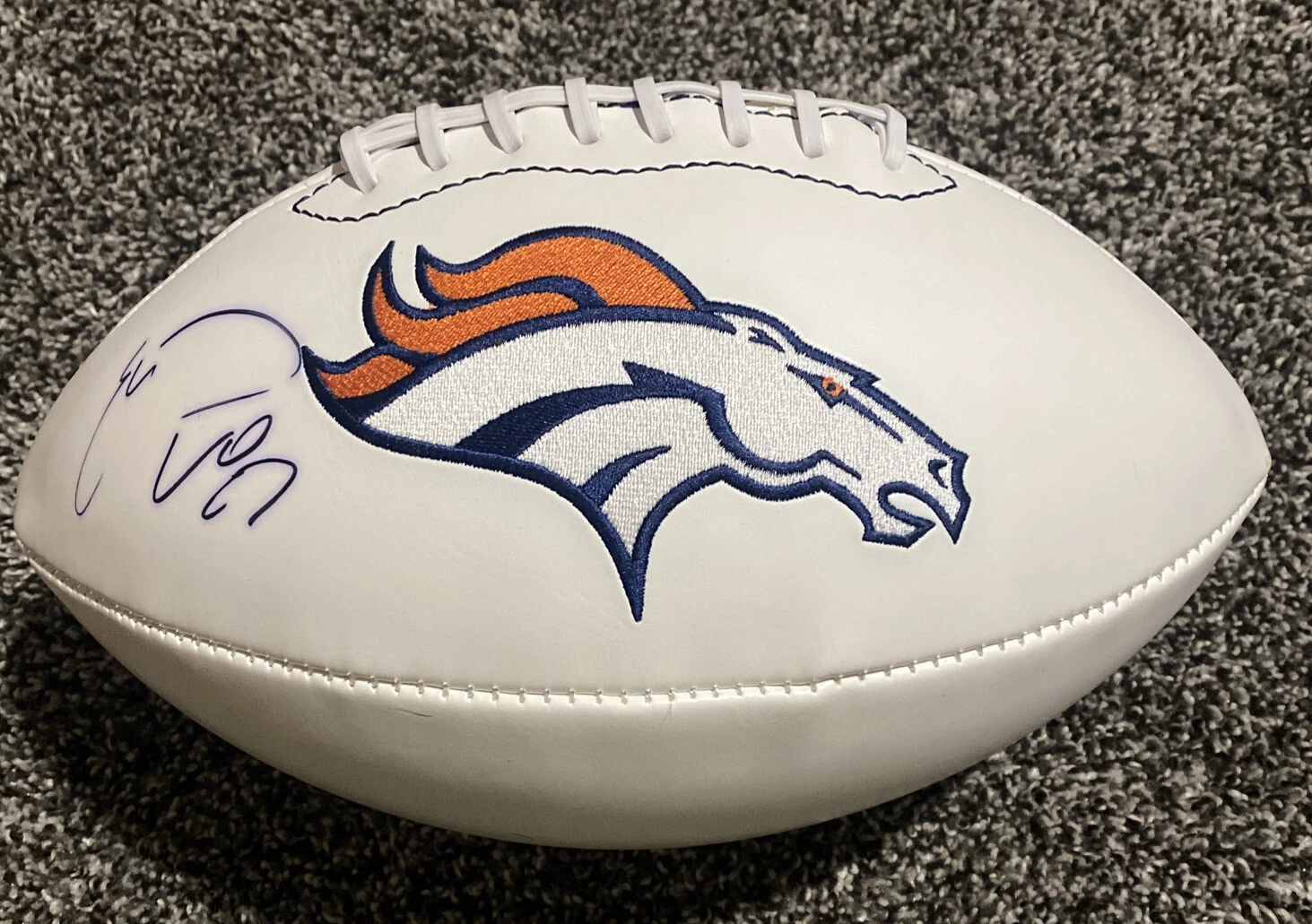 ERIC DECKER Signed DENVER BRONCOS WHITE PANEL Football RARE JSA COA
