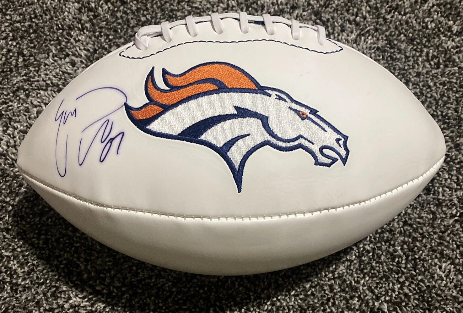 ERIC DECKER Signed DENVER BRONCOS WHITE PANEL Football RARE JSA COA
