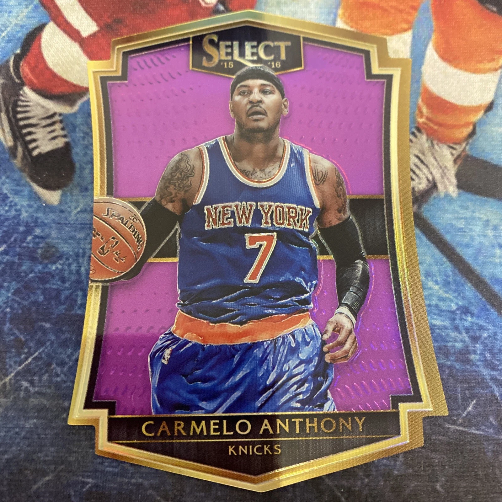 CARMELO ANTHONY 72/99 KNICKS PRIZMS PURPLE DIE CUT REFRACTOR 112 2015-16 SELECT
