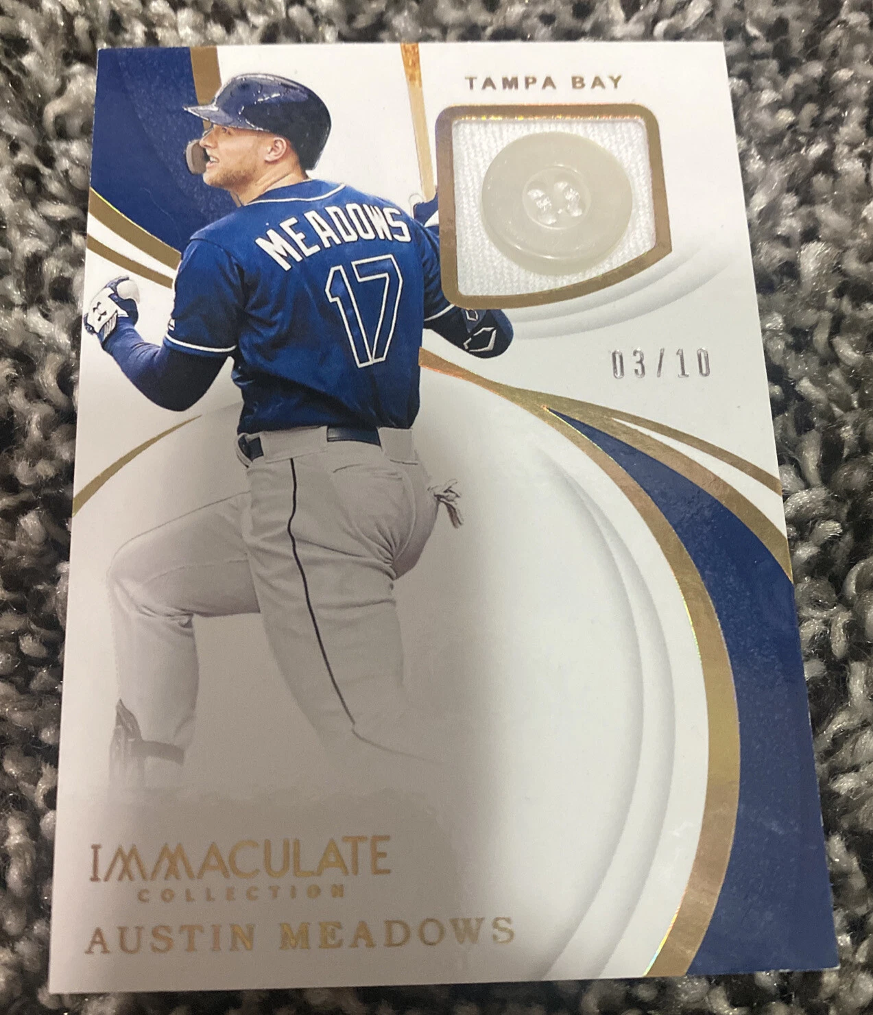 2019 Immaculate AUSTIN MEADOWS JERSEY BUTTON 3/10 SSP Tampa Bay Rays
