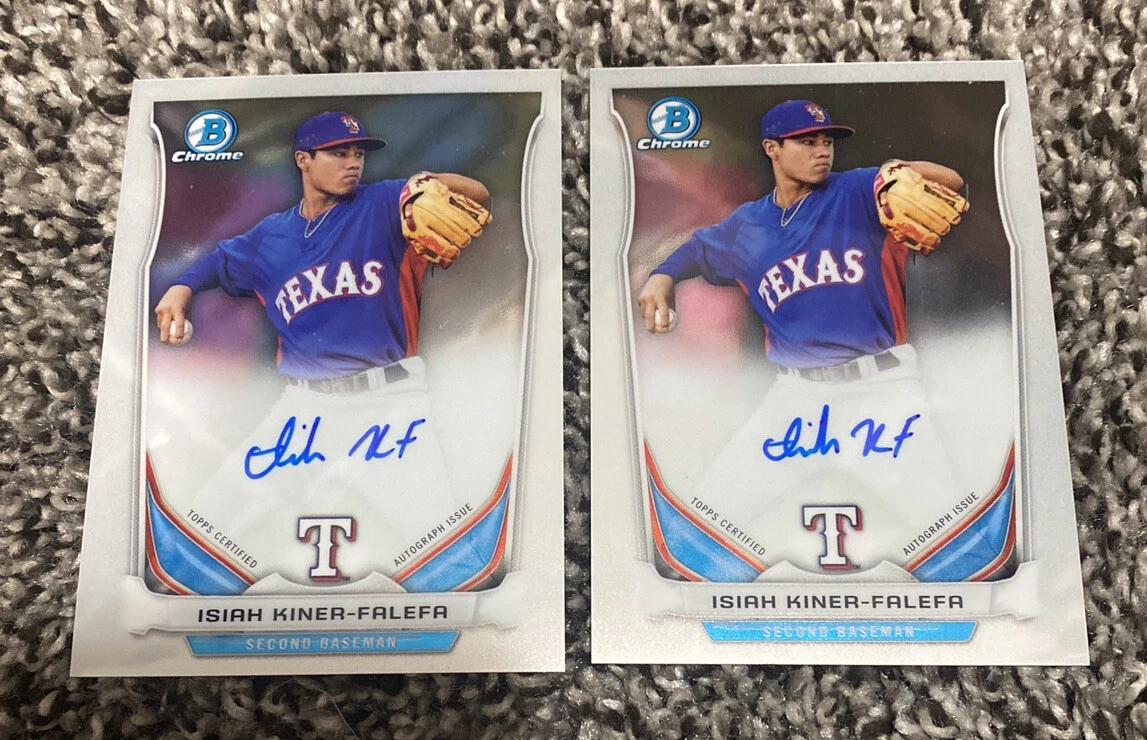 LOT OF (2) 2014 BOWMAN CHROME 1ST AUTOGRAPHS RC ISIAH KINER-FALEFA YANKEES AUTO
