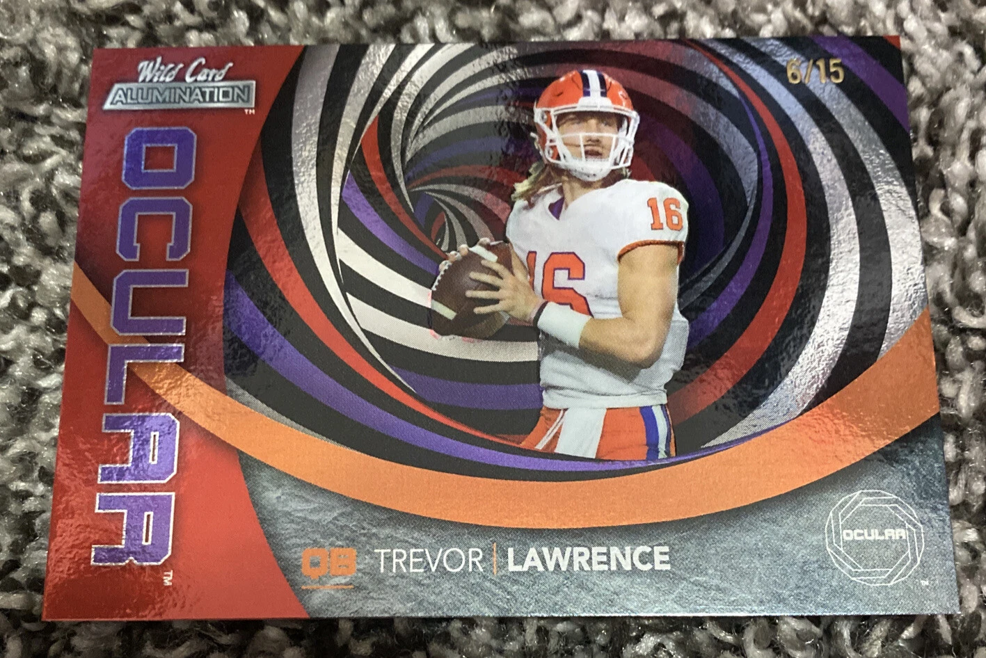 Trevor Lawrence Ocular Holo Lux 2021 Wild Card Alumination PURPLE 6/15 SSP RARE
