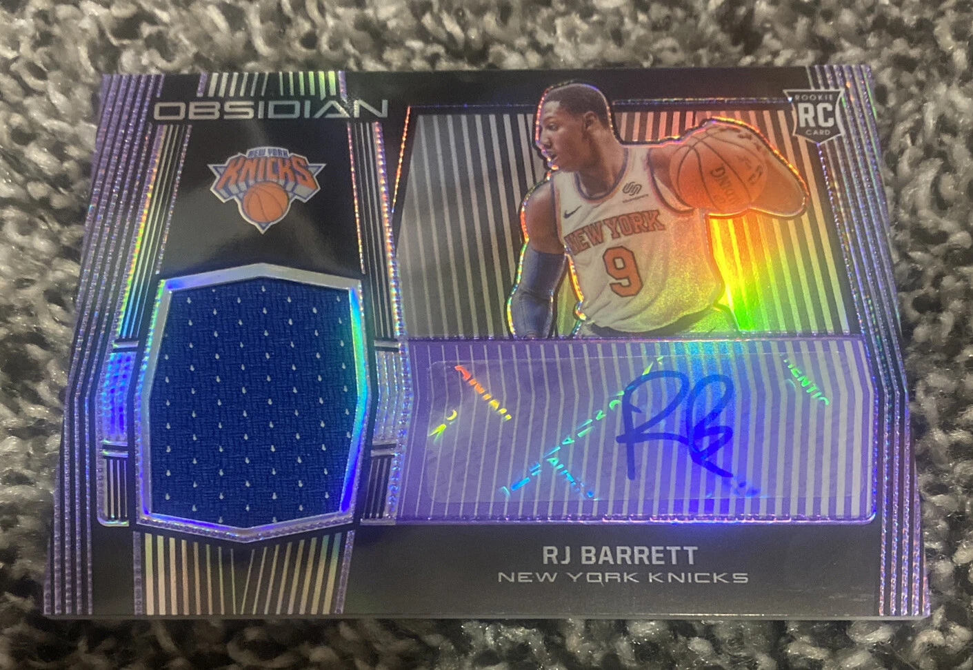 RJ Barrett 19/20 Panini Obsidian Autograph Game Used Jersey Rookie #51/75 READ
