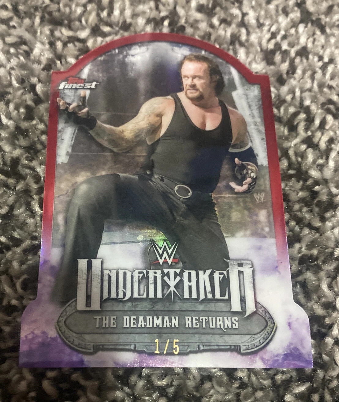 2021 Topps Finest WWE Deadman's Tombstone RED Die-Cut Refractor Undertaker 1/5
