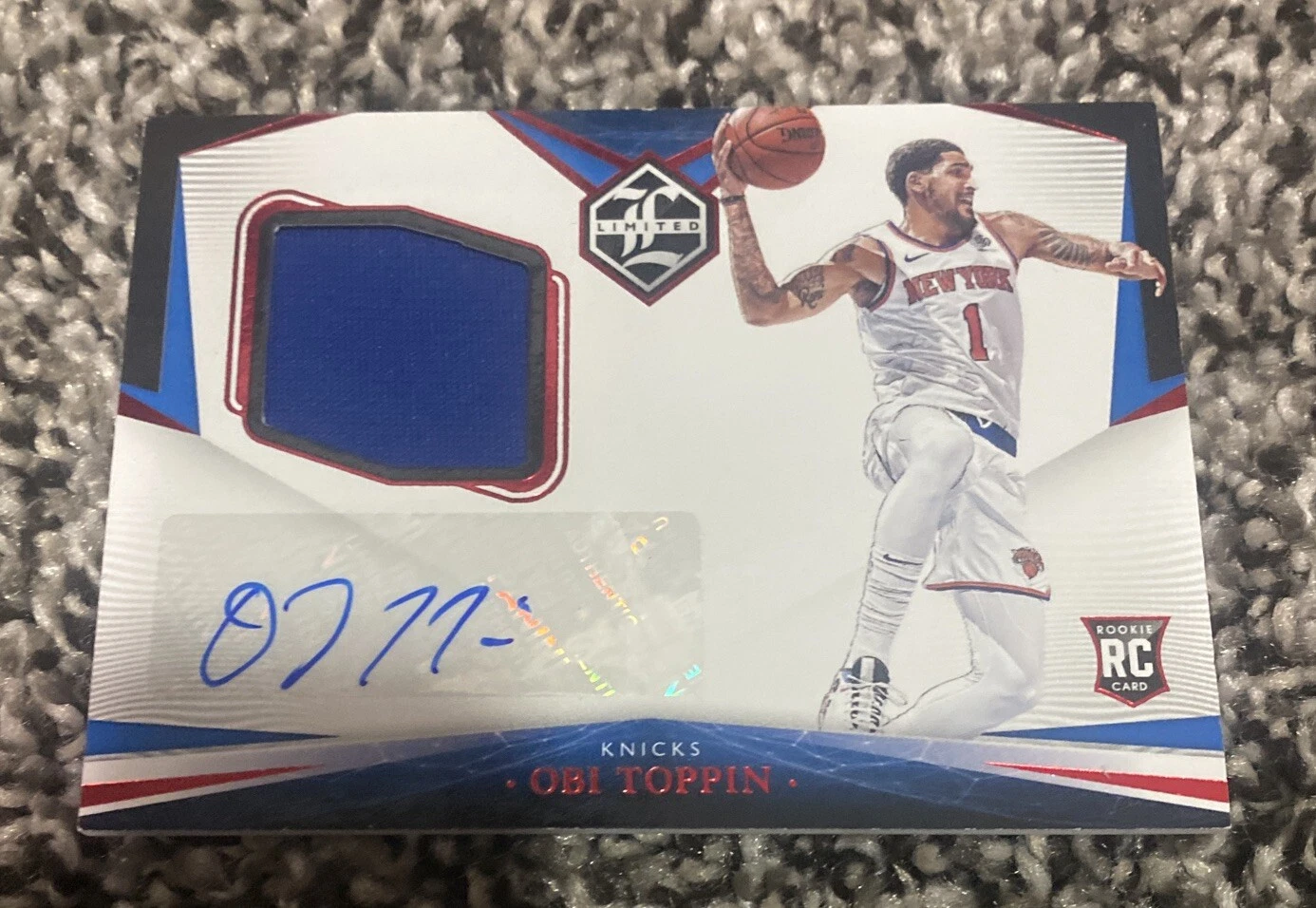 2020-21 Panini Chronicles Limited Obi Toppin Rc Auto Jersey Red NY Knicks
